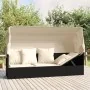 Sofá tumbona de jardín con toldo cojines ratán sintético negro de vidaXL, Tumbonas - Ref: Foro24-319566, Precio: 241,15 €, De...