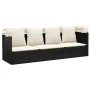 Sofá tumbona de jardín con toldo cojines ratán sintético negro de vidaXL, Tumbonas - Ref: Foro24-319566, Precio: 241,15 €, De...