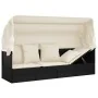 Sofá tumbona de jardín con toldo cojines ratán sintético negro de vidaXL, Tumbonas - Ref: Foro24-319566, Precio: 241,15 €, De...