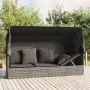 Sofá tumbona de jardín con toldo cojines ratán sintético gris de vidaXL, Tumbonas - Ref: Foro24-319568, Precio: 258,79 €, Des...
