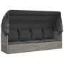 Sofá tumbona de jardín con toldo cojines ratán sintético gris de vidaXL, Tumbonas - Ref: Foro24-319568, Precio: 258,79 €, Des...