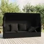 Gartenliegesofa mit Markise und schwarzen synthetischen Rattankissen von vidaXL, Liegen - Ref: Foro24-319569, Preis: 247,81 €...