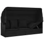 Gartenliegesofa mit Markise und schwarzen synthetischen Rattankissen von vidaXL, Liegen - Ref: Foro24-319569, Preis: 247,81 €...