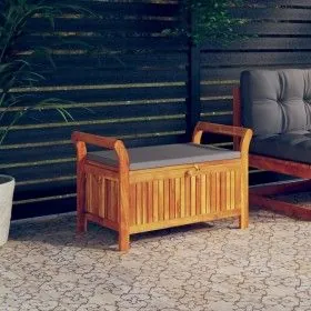 Banco almacenaje jardín con cojín madera maciza de acacia 91 cm de vidaXL, Bancos de jardín - Ref: Foro24-319716, Precio: 131...