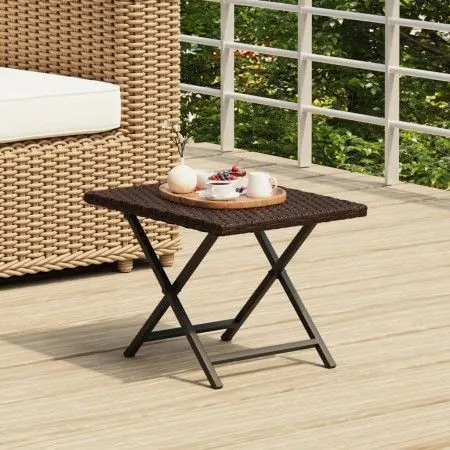 Mesa plegable ratán sintético marrón 45x35x32 cm de vidaXL, Mesas de jardín - Ref: Foro24-362250, Precio: 26,74 €, Descuento: %