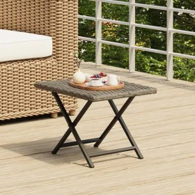 Mesa plegable ratán sintético gris 45x35x32 cm de vidaXL, Mesas de jardín - Ref: Foro24-362252, Precio: 29,54 €, Descuento: %