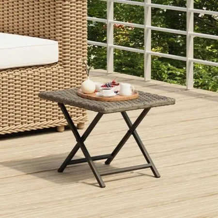 Gray synthetic rattan folding table 45x35x32 cm by vidaXL, Garden tables - Ref: Foro24-362252, Price: 29,54 €, Discount: %