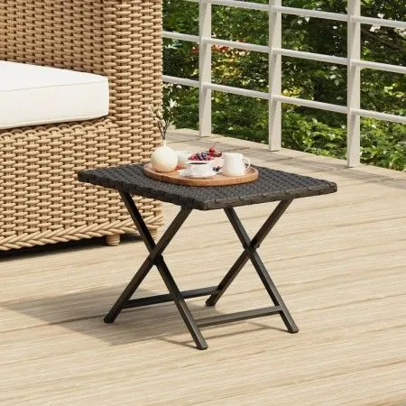 Schwarzer Klapptisch aus synthetischem Rattan, 45 x 35 x 32 cm von vidaXL, Gartentische - Ref: Foro24-362251, Preis: 28,27 €,...