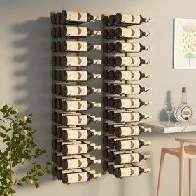 Botellero de pared para 36 botellas 2 unidades hierro dorado de vidaXL, Botelleros - Ref: Foro24-340890, Precio: 112,46 €, De...