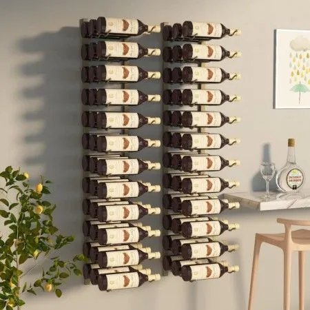 Botellero de pared para 36 botellas 2 unidades hierro dorado de vidaXL, Botelleros - Ref: Foro24-340890, Precio: 112,46 €, De...