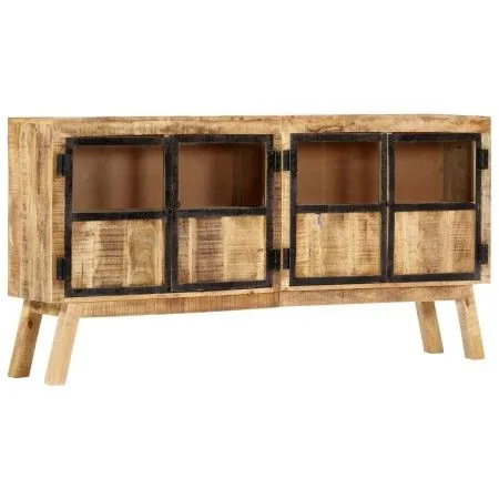 Aparador madera maciza mango en bruto marrón negro 160x30x80 cm de vidaXL, Aparadores - Ref: Foro24-247994, Precio: 437,09 €,...
