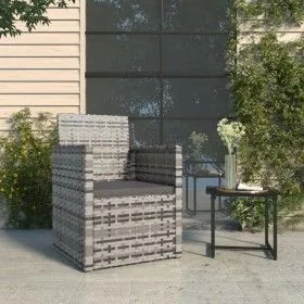 Sillón de jardín con cojín ratán sintético gris de vidaXL, Sillas de jardín - Ref: Foro24-362321, Precio: 70,76 €, Descuento: %