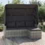 3-seater garden sofa with awning and gray synthetic rattan stool by vidaXL, Outdoor sofas - Ref: Foro24-362335, Price: 291,48...