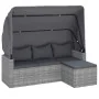 3-seater garden sofa with awning and gray synthetic rattan stool by vidaXL, Outdoor sofas - Ref: Foro24-362335, Price: 291,48...