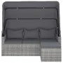3-seater garden sofa with awning and gray synthetic rattan stool by vidaXL, Outdoor sofas - Ref: Foro24-362335, Price: 291,48...