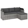 3-seater garden sofa with awning and gray synthetic rattan stool by vidaXL, Outdoor sofas - Ref: Foro24-362335, Price: 291,48...