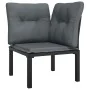 Juego de muebles jardín 3 pzas ratán sintético negro y gris de vidaXL, Sofás modulares de exterior - Ref: Foro24-362806, Prec...