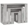 Mesas apilables 3 piezas madera contrachapada gris hormigón de vidaXL, Mesas auxiliares - Ref: Foro24-808607, Precio: 43,41 €...
