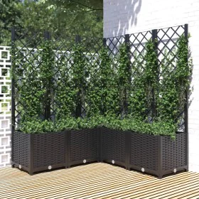 Jardinera con enrejado PP negro 120x120x136 cm de vidaXL, Maceteros y jardineras - Ref: Foro24-318277, Precio: 207,84 €, Desc...