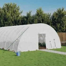 Invernadero con estructura de acero blanco 84 m² 14x6x2,85 m de vidaXL, Invernaderos - Ref: Foro24-3188121, Precio: 944,41 €,...