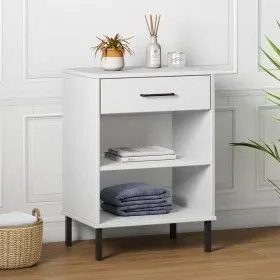 Konsolenschrank mit Metallbeinen aus massivem Kiefernholz, weiß OSLO von vidaXL, Seitentische - Ref: Foro24-351002, Preis: 46...