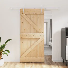 Schiebetür mit Beschlägen aus massivem Kiefernholz, 95 x 210 cm von vidaXL, Türen - Ref: Foro24-3203022, Preis: 213,15 €, Rab...