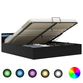 Cama canapé hidráulica con LED cuero sintético negra 180x200 cm de vidaXL, Camas y somieres - Ref: Foro24-285545, Precio: 347...