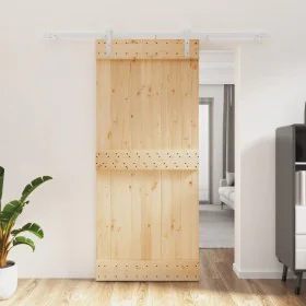 Puerta corredera con herrajes madera maciza de pino 90x210 cm de vidaXL, Puertas - Ref: Foro24-3203029, Precio: 194,40 €, Des...