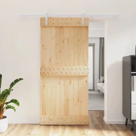 Puerta corredera con herrajes madera maciza de pino 95x210 cm de vidaXL, Puertas - Ref: Foro24-3203030, Precio: 192,12 €, Des...