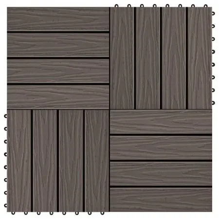 Baldosas porche relieve profundo WPC 1 m² marrón oscuro 11 uds de vidaXL, Suelos y moquetas - Ref: Foro24-45038, Precio: 80,3...