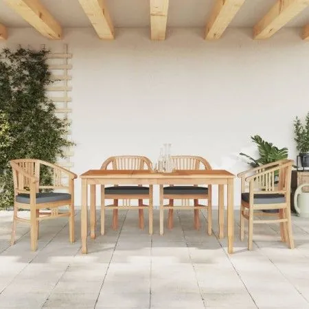 Juego de comedor para jardín 5 piezas madera maciza de teca de vidaXL, Conjuntos de jardín - Ref: Foro24-3155771, Precio: 765...