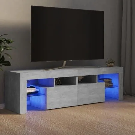 TV stand with LED lights in concrete gray, 140x36.5x40 cm by vidaXL, TV Furniture - Ref: Foro24-804368, Price: 93,90 €, Disco...