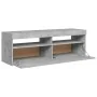 Mueble de TV con luces LED gris hormigón 120x35x40 cm de vidaXL, Muebles TV - Ref: Foro24-804377, Precio: 73,51 €, Descuento: %