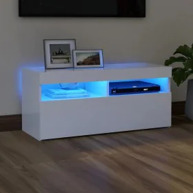 Mueble de TV con luces LED blanco 90x35x40 cm de vidaXL, Muebles TV - Ref: Foro24-804382, Precio: 63,39 €, Descuento: %