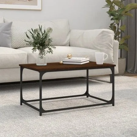 Mesa de centro madera y hierro roble marrón 80x50x40 cm de vidaXL, Mesas de centro - Ref: Foro24-823296, Precio: 41,83 €, Des...