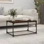 Mesa de centro madera y hierro roble marrón 80x50x40 cm de vidaXL, Mesas de centro - Ref: Foro24-823296, Precio: 41,83 €, Des...