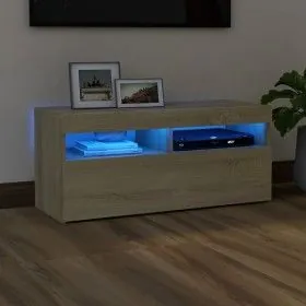 TV cabinet with LED lights Sonoma oak 90x35x40 cm by vidaXL, TV Furniture - Ref: Foro24-804385, Price: 60,02 €, Discount: %
