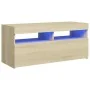 Mueble de TV con luces LED roble Sonoma 90x35x40 cm de vidaXL, Muebles TV - Ref: Foro24-804385, Precio: 60,02 €, Descuento: %
