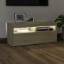 Mueble de TV con luces LED roble Sonoma 90x35x40 cm de vidaXL, Muebles TV - Ref: Foro24-804385, Precio: 60,02 €, Descuento: %