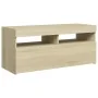 Mueble de TV con luces LED roble Sonoma 90x35x40 cm de vidaXL, Muebles TV - Ref: Foro24-804385, Precio: 60,02 €, Descuento: %