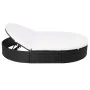 Tumbona de jardín con cojines de ratán sintético negro de vidaXL, Camas para exteriores - Ref: Foro24-42940, Precio: 302,63 €...