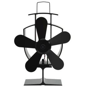 Ventilador de estufa accionado por calor 5 aspas negro de vidaXL, Ventiladores para chimeneas de leña - Ref: Foro24-51238, Pr...