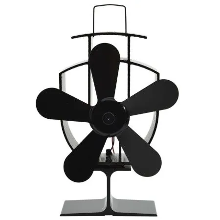 Ventilador de estufa accionado por calor 5 aspas negro de vidaXL, Ventiladores para chimeneas de leña - Ref: Foro24-51238, Pr...