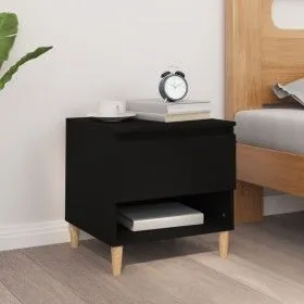 Mesita de noche madera contrachapada negro 50x46x50 cm de vidaXL, Mesitas de noche - Ref: Foro24-819534, Precio: 44,24 €, Des...