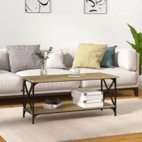 Mesa de centro madera contrachapada y hierro negro 100x45x45 cm de vidaXL, Mesas de centro - Ref: Foro24-823312, Precio: 42,7...