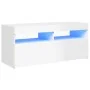 Mueble de TV con luces LED blanco brillante 90x35x40 cm de vidaXL, Muebles TV - Ref: Foro24-804388, Precio: 74,03 €, Descuent...