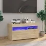 Mueble de TV con luces LED roble Sonoma 75x35x40 cm de vidaXL, Muebles TV - Ref: Foro24-804397, Precio: 46,72 €, Descuento: %