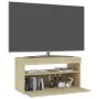 Mueble de TV con luces LED roble Sonoma 75x35x40 cm de vidaXL, Muebles TV - Ref: Foro24-804397, Precio: 46,72 €, Descuento: %