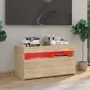 Mueble de TV con luces LED roble Sonoma 75x35x40 cm de vidaXL, Muebles TV - Ref: Foro24-804397, Precio: 46,72 €, Descuento: %