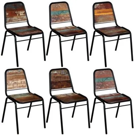 Sillas de comedor 6 unidades madera maciza reciclada de vidaXL, Sillas de comedor - Ref: Foro24-274707, Precio: 722,35 €, Des...
